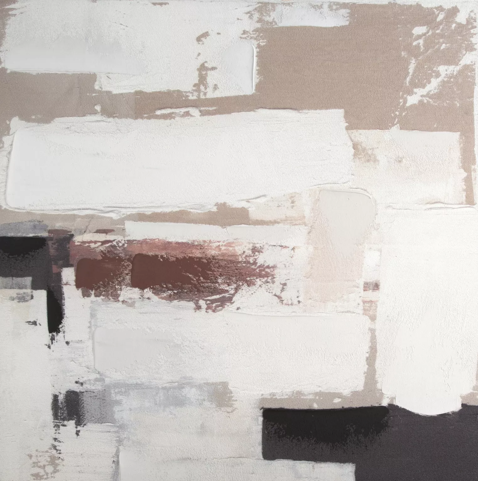 Obraz abstrakcja beżowo, kremowy ręcznie malowany na płótnie 80x80 cm Eurofirany