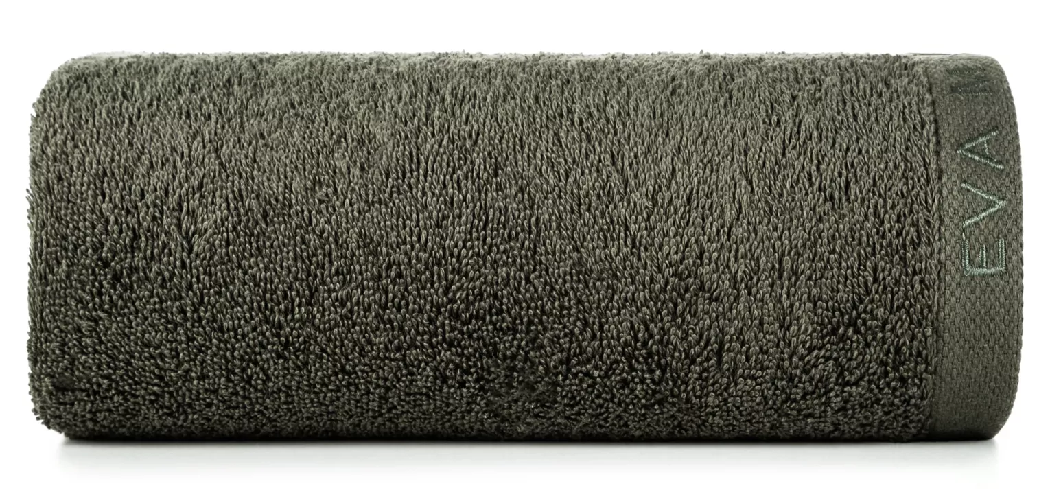 Ręcznik do rąk 30x50 cm bawełniany kolor ciemnooliwkowy z haftowanym logiem Eva Minge 550 g/m2 VENUS Eurofirany