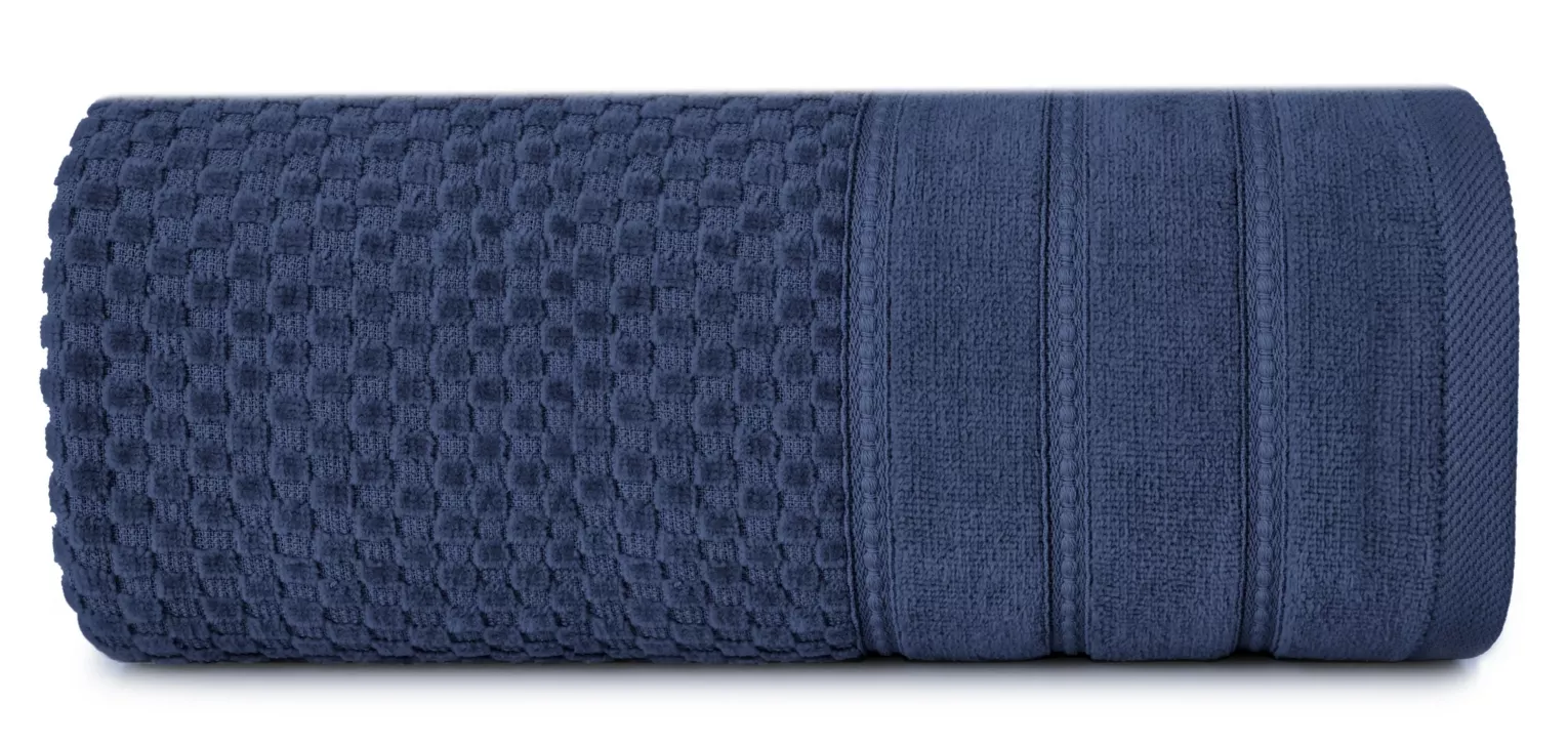 Ręcznik do rąk 30x50 cm bawełniany kolor granatowy z ozdobną bordiurą w paseczki 500 g/m2 ADORE Eurofirany