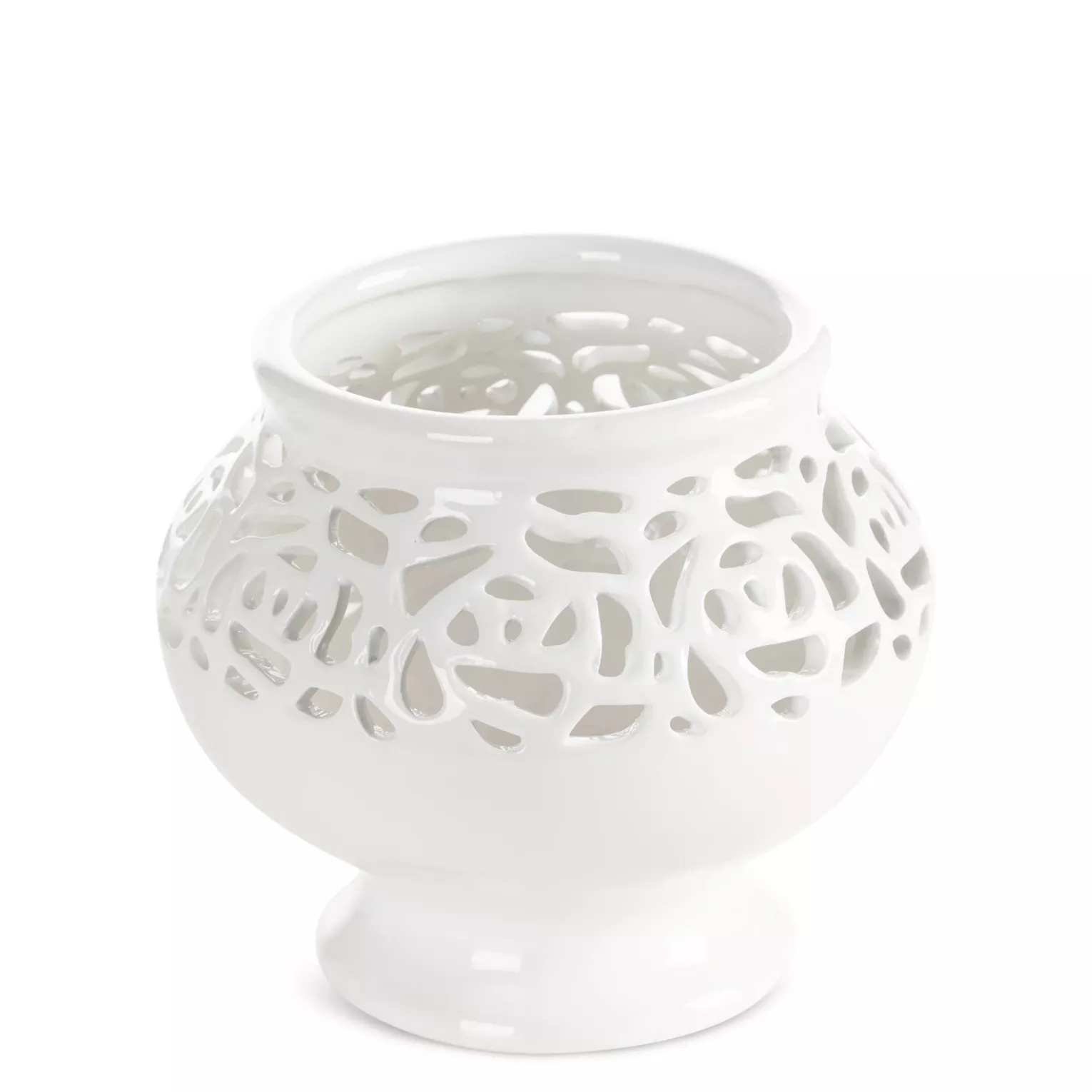 Wazon dekoracyjny kremowy wykończony ażurowym wzorem 16x14 cm CELIA Eurofirany