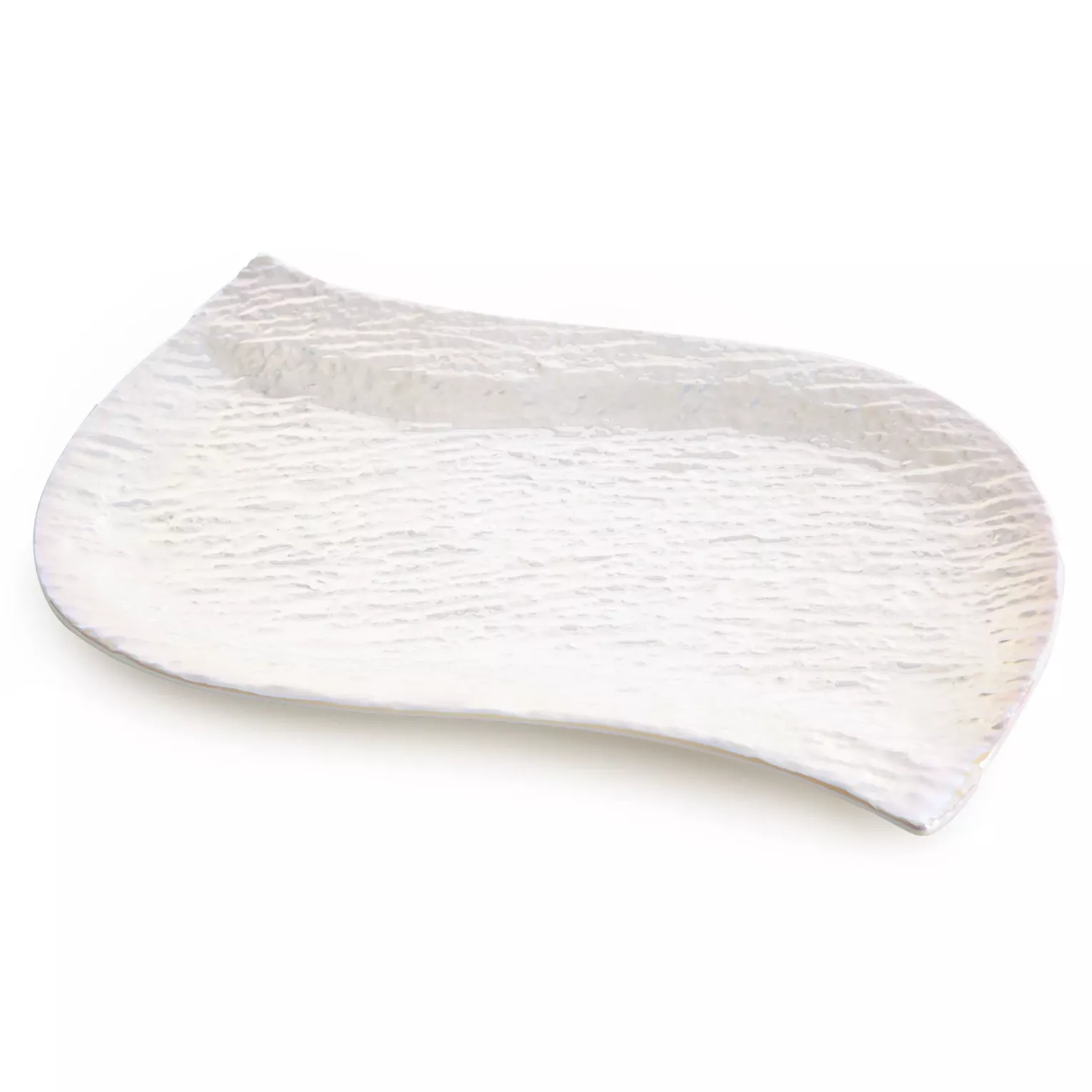 Patera ceramiczna dekoracyjna perłowa zdobiona wypukłym wzorem 26x18x2 cm NINA Eurofirany