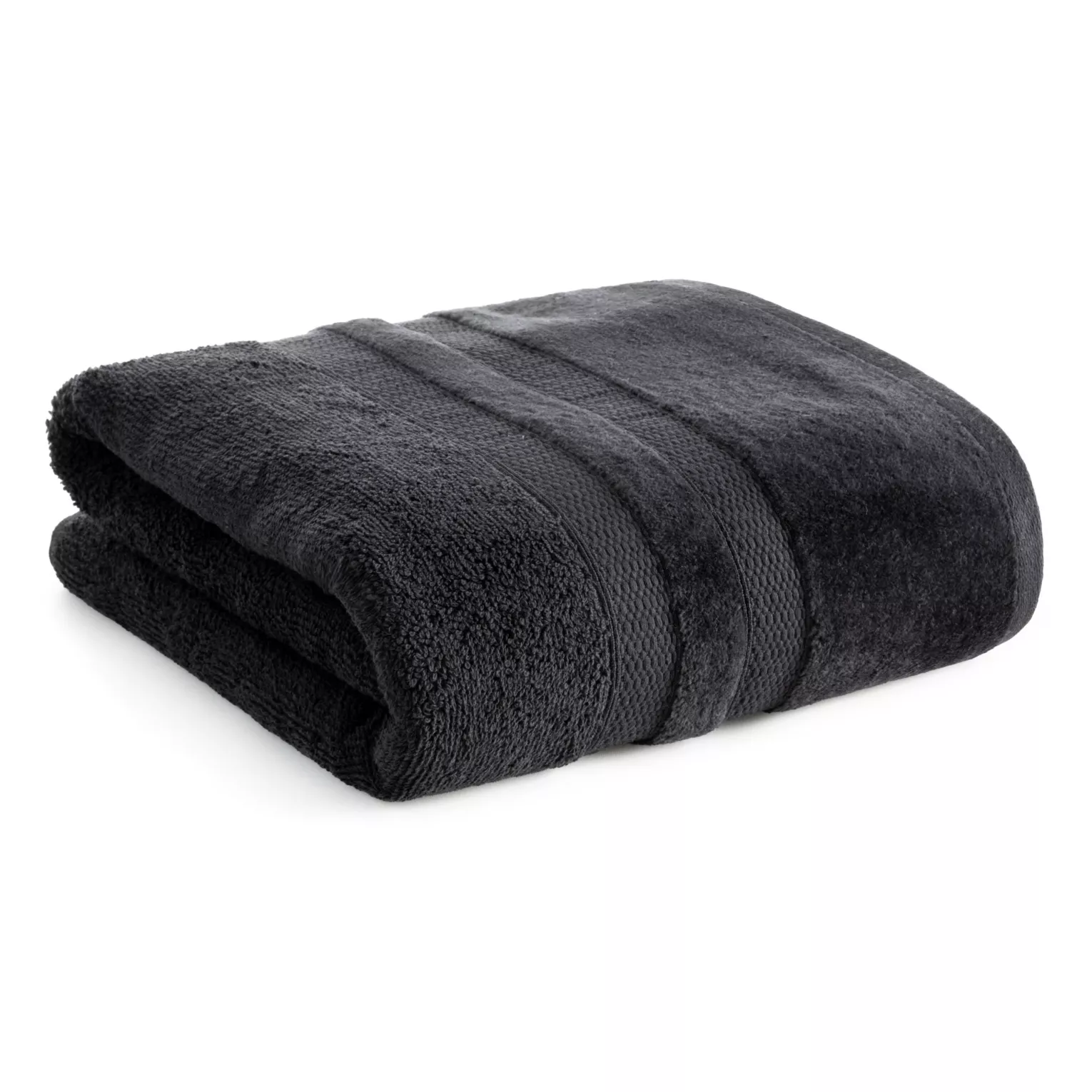 Ręcznik do rąk 30x50 cm bawełniany kolor czarny z welwetową bordiurą w pasy 500 g/m2 PORTO Eurofirany