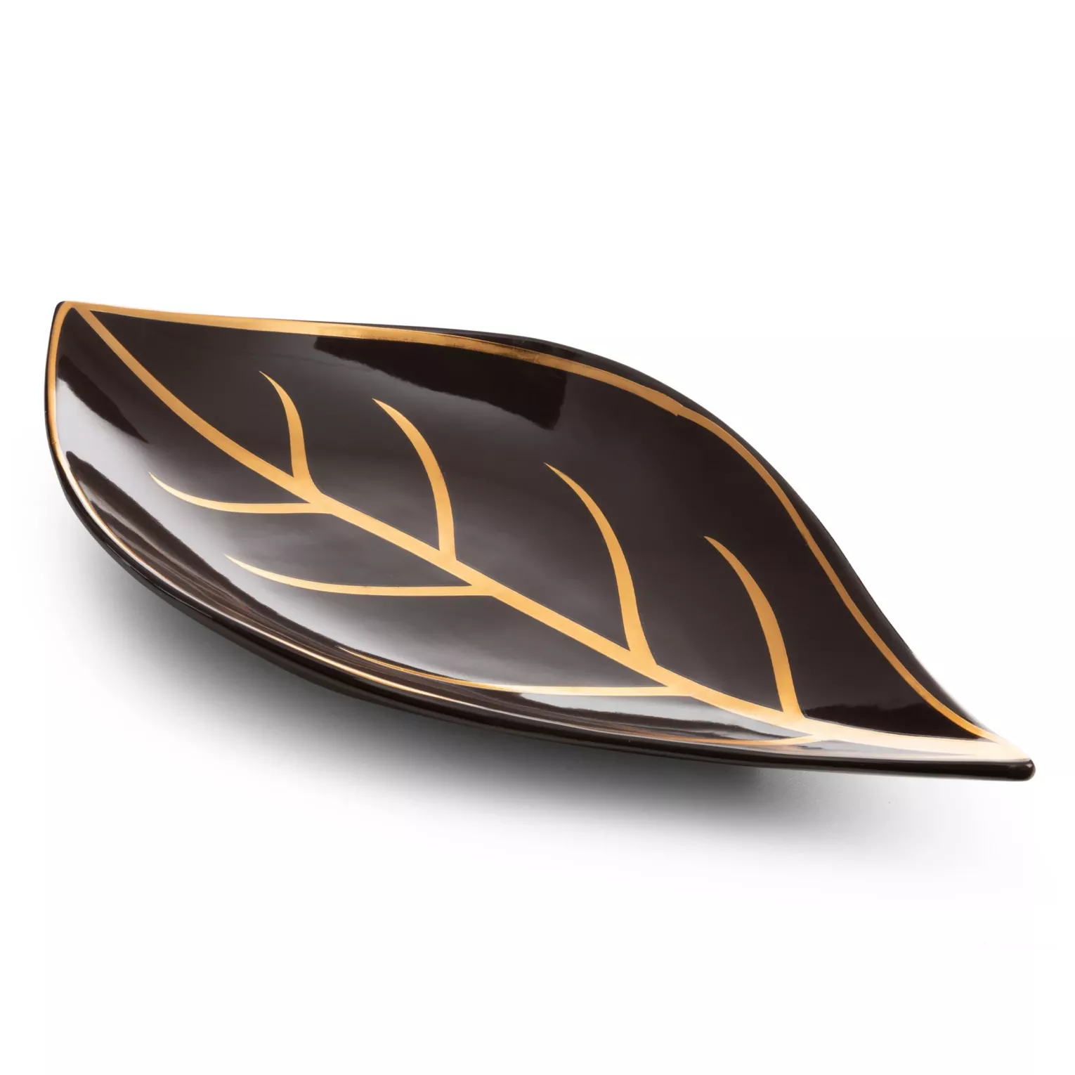 Patera dekoracyjna brązowo-złota w kształcie liścia 41x20x4 cm ALISMA LIMITED COLLECTION Eurofirany