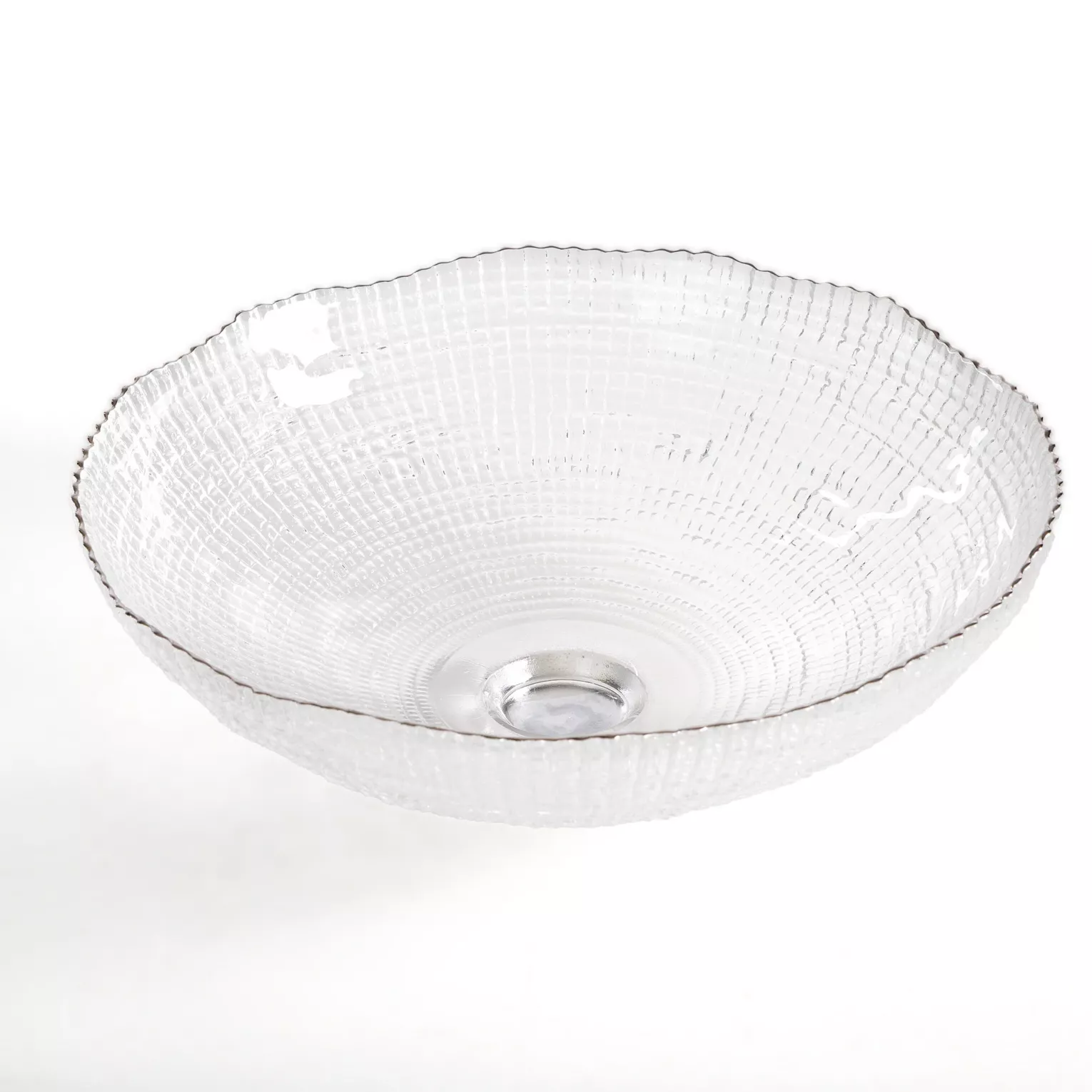 Misa szklana biała o ozdobnym tłoczonym wzorze 25x9 cm DAISY Eurofirany