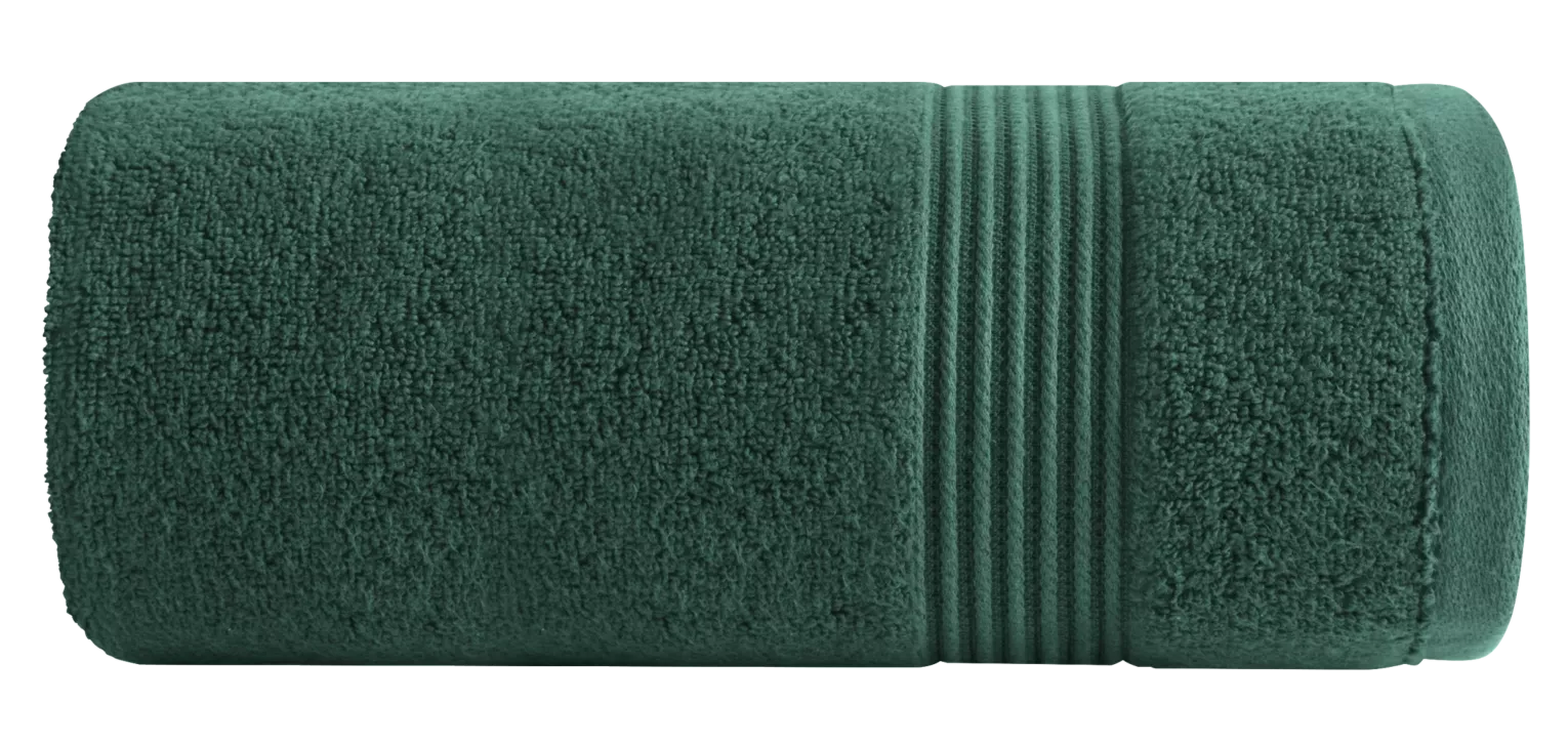 Ręcznik kąpielowy 50x90 cm bawełniany kolor zielony 0 twist zdobiony paseczkami 550 g/m2 MOLLY Eurofirany