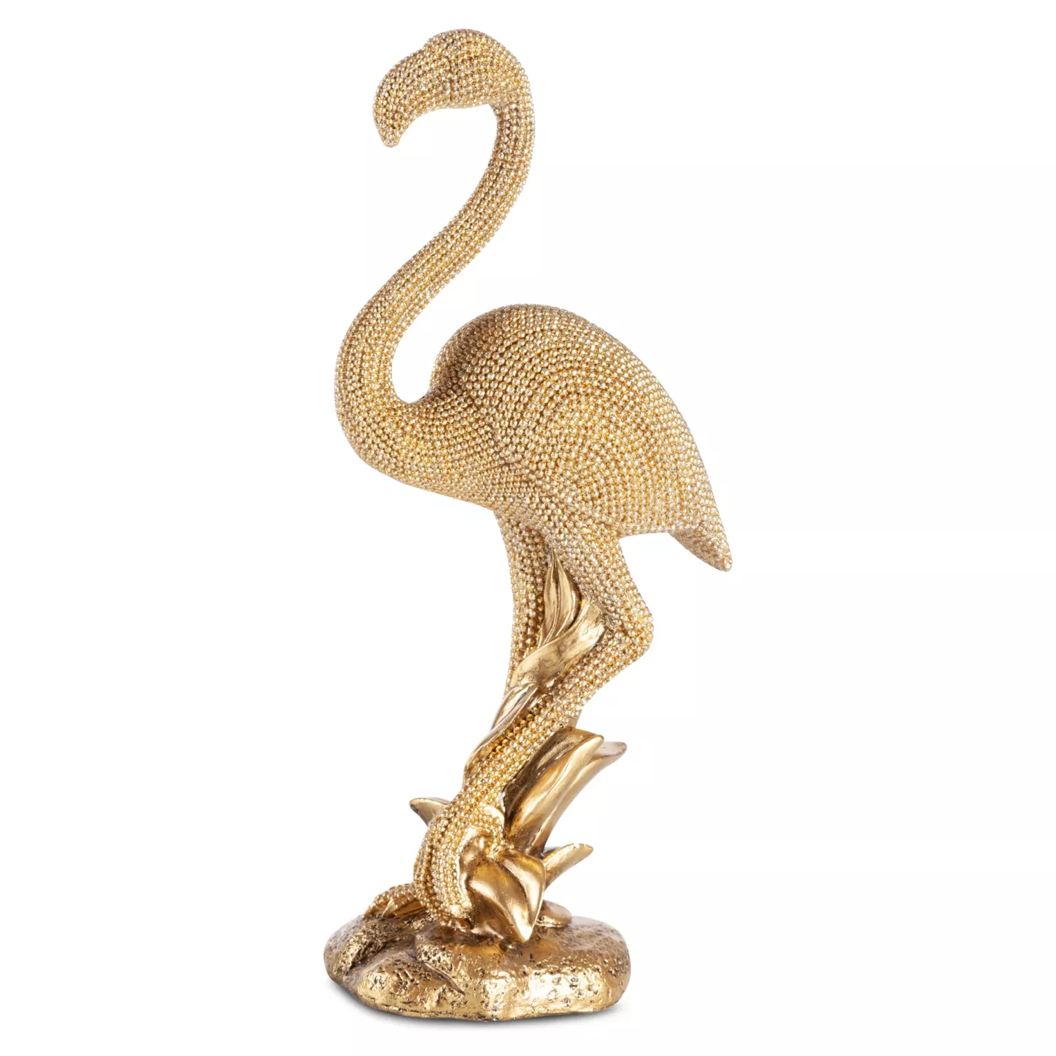 Figurka złota flaming o drobnym strukturalnym wzorze 12x8x27 cm ELDO Eurofirany