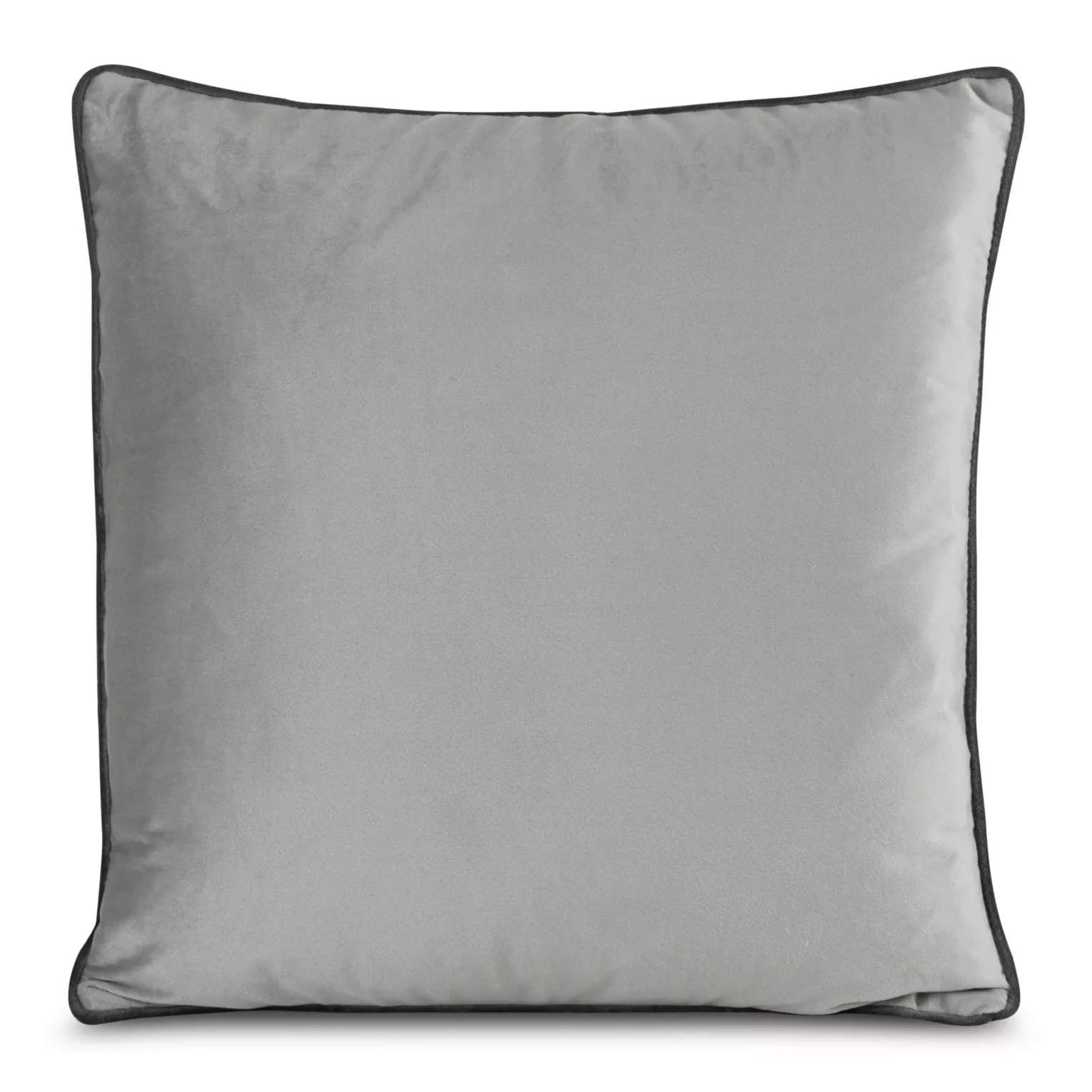 Poszewka na poduszkę 45x45 cm welwetowa zdobiona kontrastującą wypustką na brzegach poszewki srebrna MELIA EUROFIRANY PREMIUM