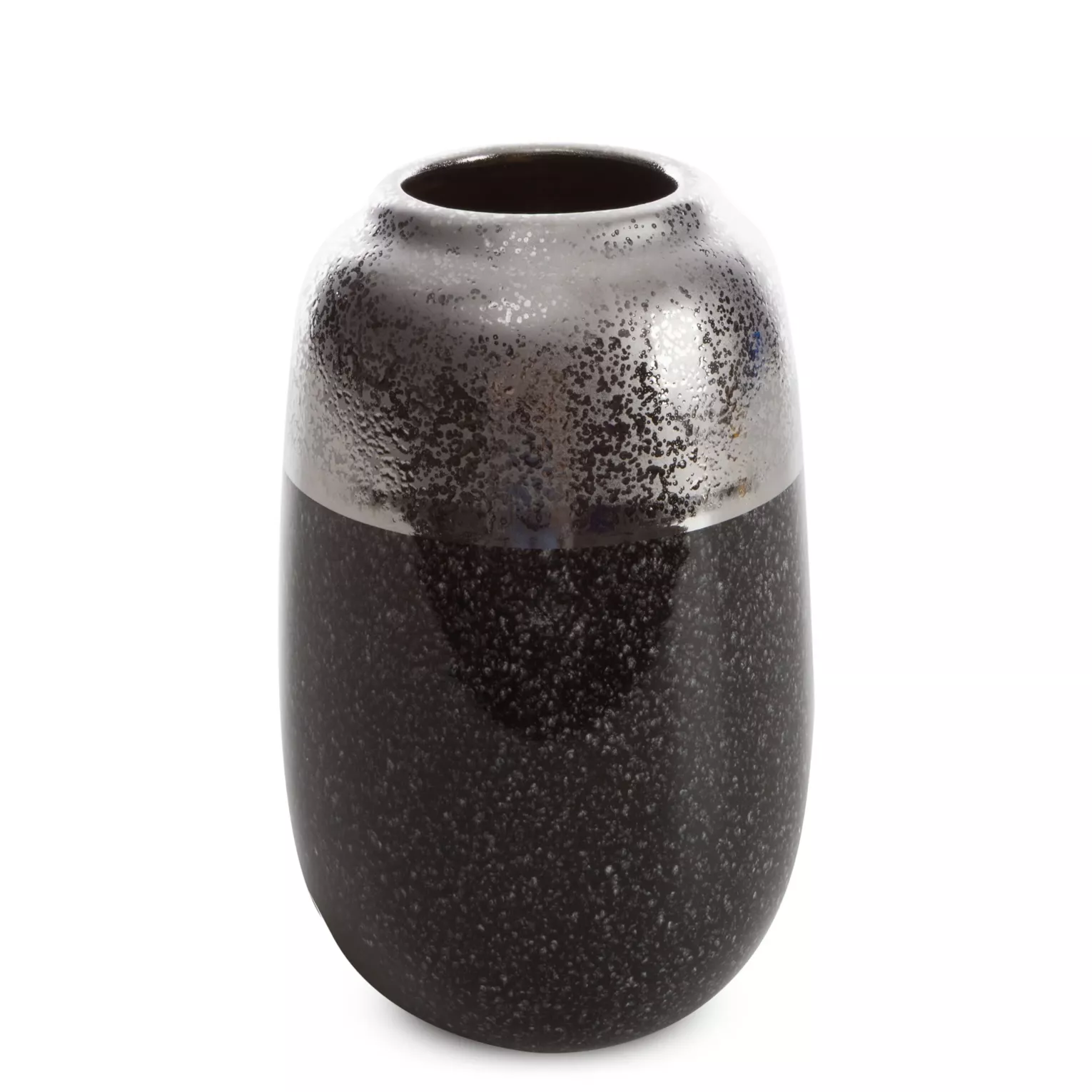 Wazon ceramiczny srebrno-stalowy 14x14x22 cm LEO Eurofirany