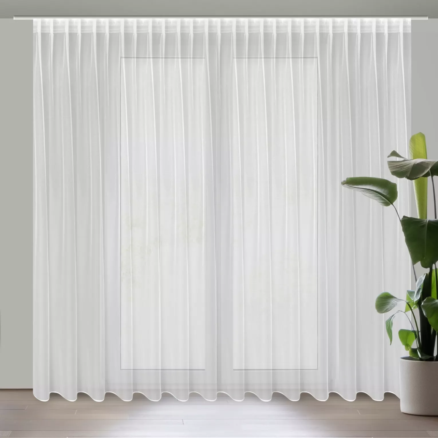 Firana z gładkiej błyszczącej mikrosiateczki 400x300 cm taśma imitująca flex TONIA Eurofirany