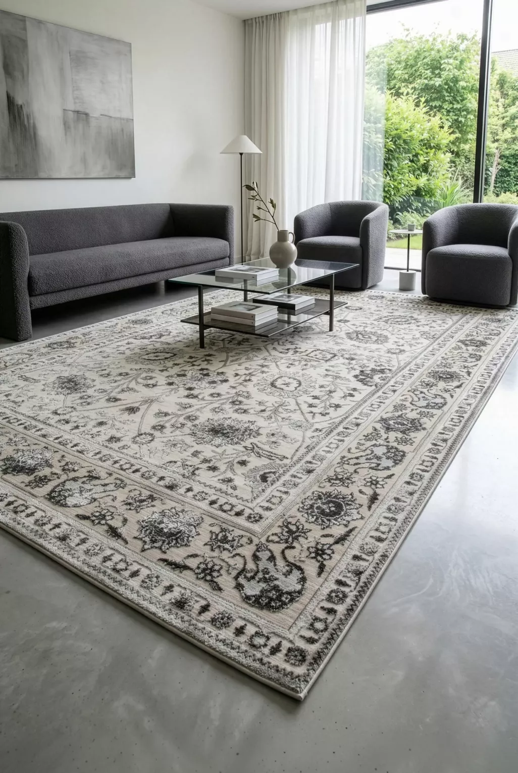 Dywan 140x190 cm  beżowo, brązowy zdobiony roślinnym wzorem VIANA Eurofirany