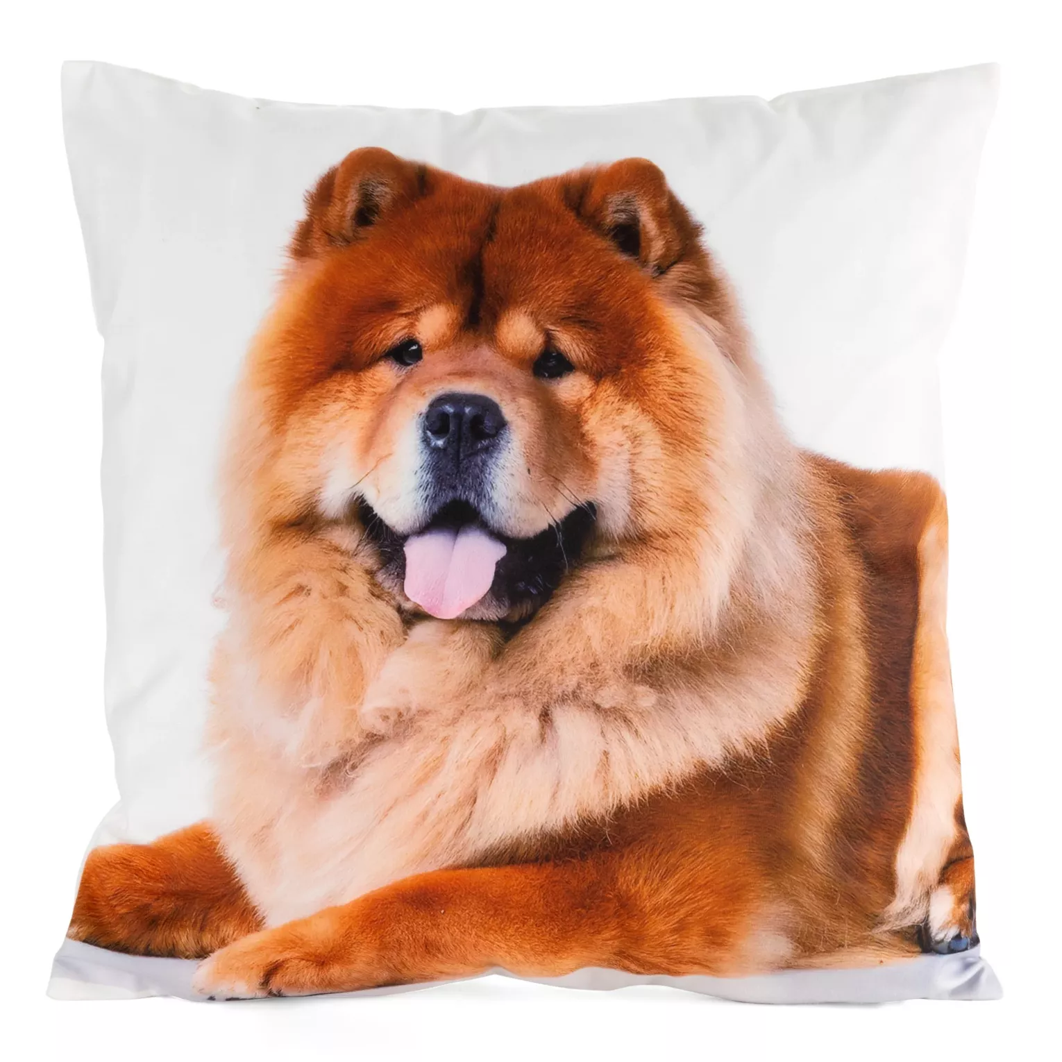 Poszewka na poduszkę 45x45 cm welwetowa zdobiona nadrukiem psa biało, jasnobrązowa ANIMAL Eurofirany