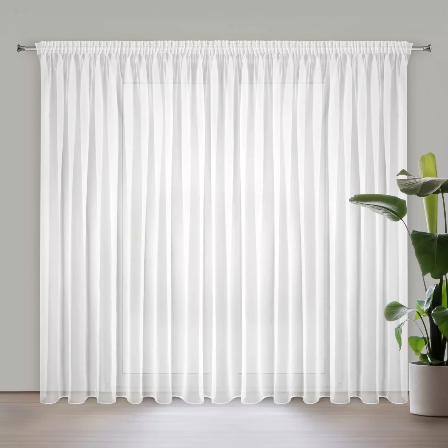 Firana biała z gładkiego matowego woalu 300x270 cm taśma LUCY Eurofirany