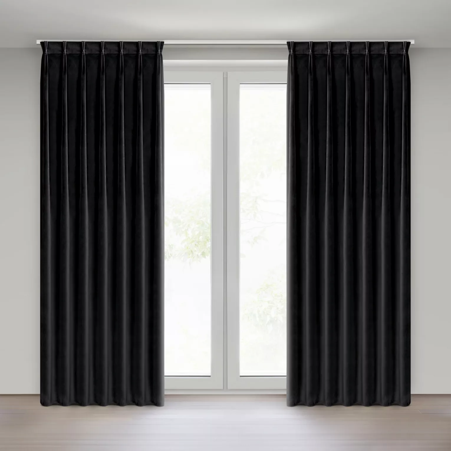 Zasłona czarna z welwetowej tkaniny 80x270 cm system flex - MELANIE Eurofirany
