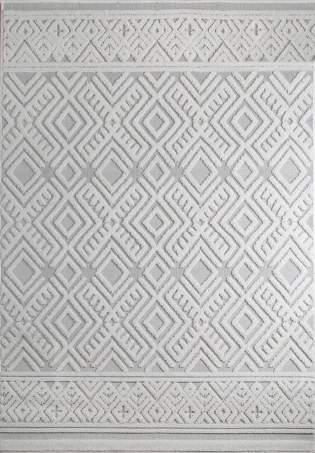 Dywan 80x150 cm beżowy zdobiony pętelkowym geometrycznym wzorem DIDAR7  Eurofirany