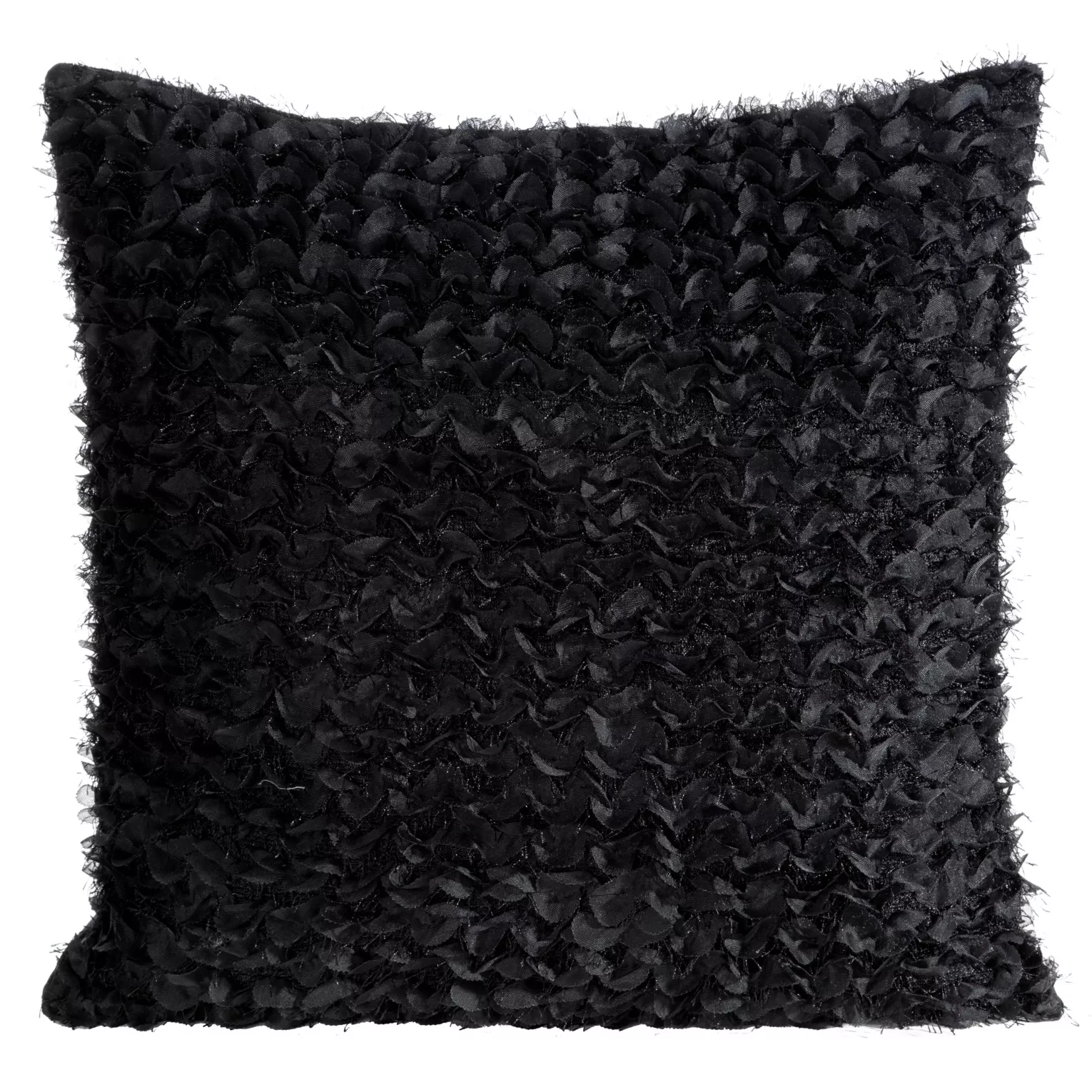 Poszewka na poduszkę 45x45 cm z tkaniny szyfonowej zdobiona moherową nicią czarna TIFFANY EVA MINGE Eurofirany
