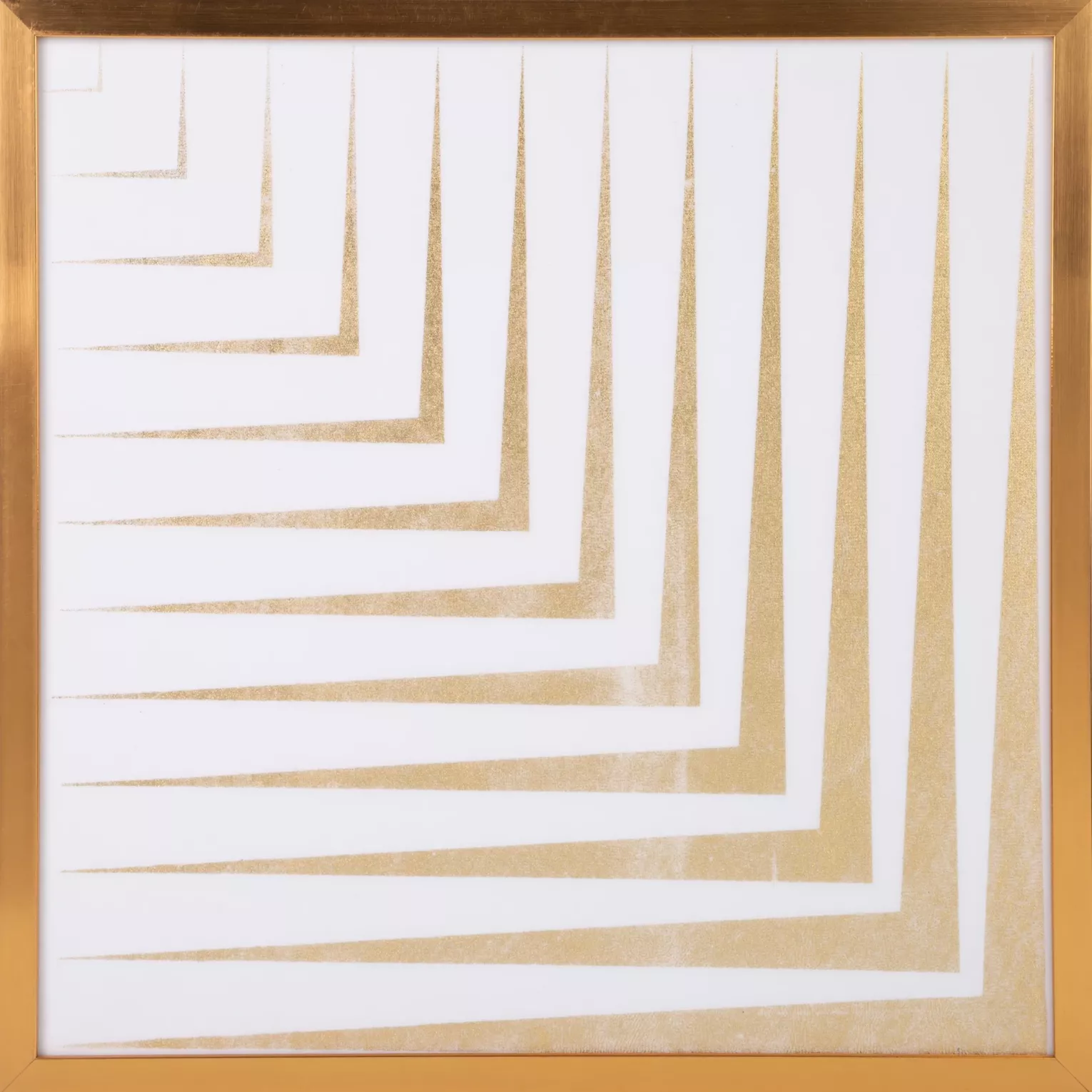 Obraz geometryczny biały ze złotym lśniącym nadrukiem w złotej ramie 53x53 cm BLANCA 3 LIMITED COLLECTION