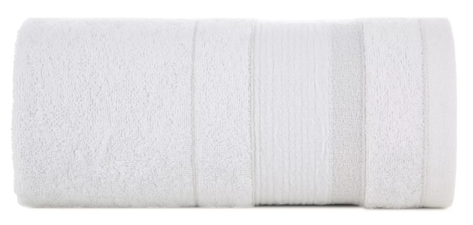 Ręcznik do rąk 30x50 cm bawełniany kolor biały w pasy przetykany błyszczącą nicią 500 g/m2 APRIL Eurofirany