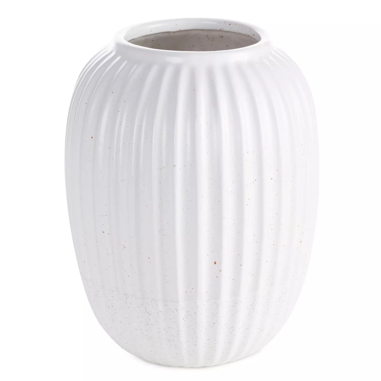 Wazon dekoracyjny biały zdobiony tłoczonym wzorem prążków 20x25 cm KAJLA Eurofirany