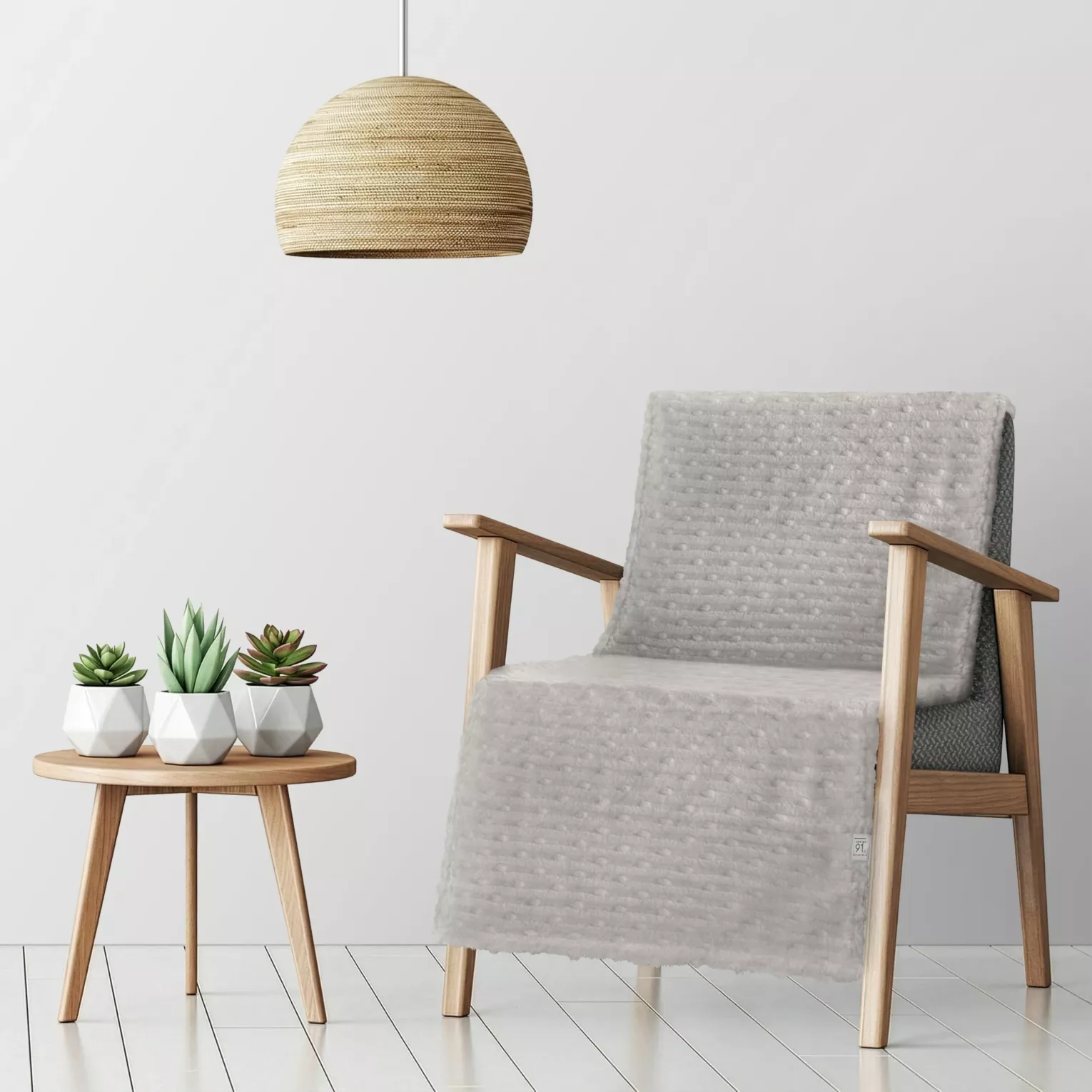Narzuta-koc na fotel  70x160 cm srebrna z wytłaczanym wzorem pasów LISA DESIGN 91 Eurofirany