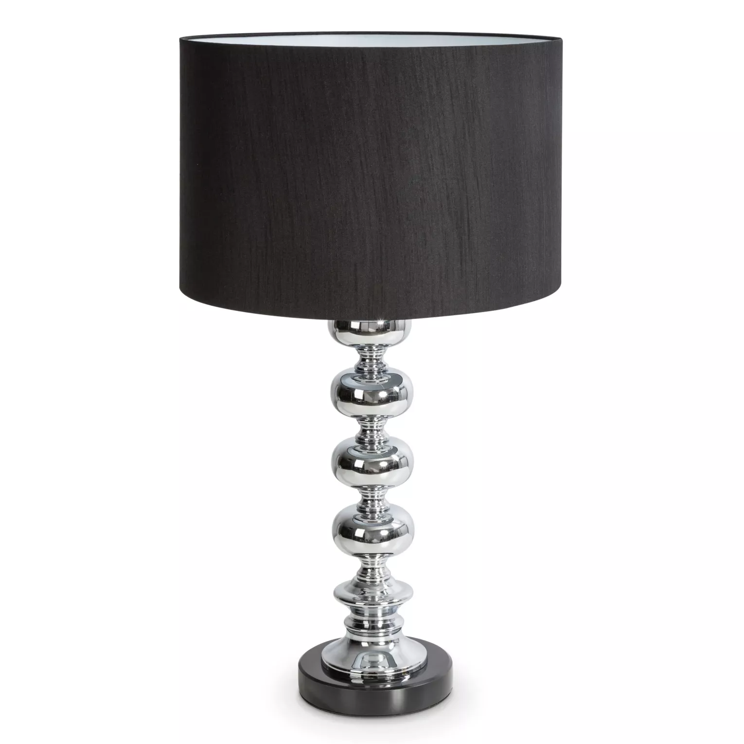 Lampa stołowa do salonu srebrno, czarna na podstawie z marmuru i metalu z abażurem z matowej tkaniny 36 x 61 cm NIKI Eurofirany
