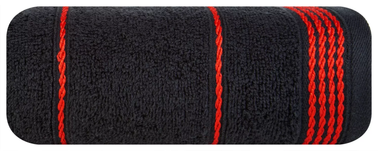 Ręcznik do rąk 30x50 cm bawełniany kolor czarny ze stębnowaną bordiurą 500 g/m2 MIRA Eurofirany