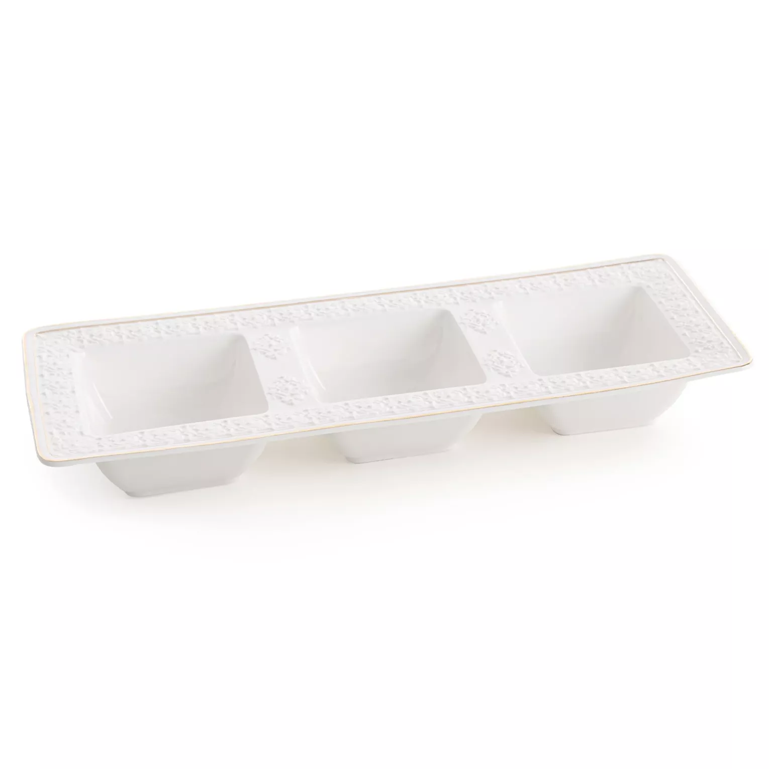 Miseczki ceramiczne dekoracyjne biało-złota zdobione złotymi akcentami 36x13x5 cm OLIVIA Eurofirany