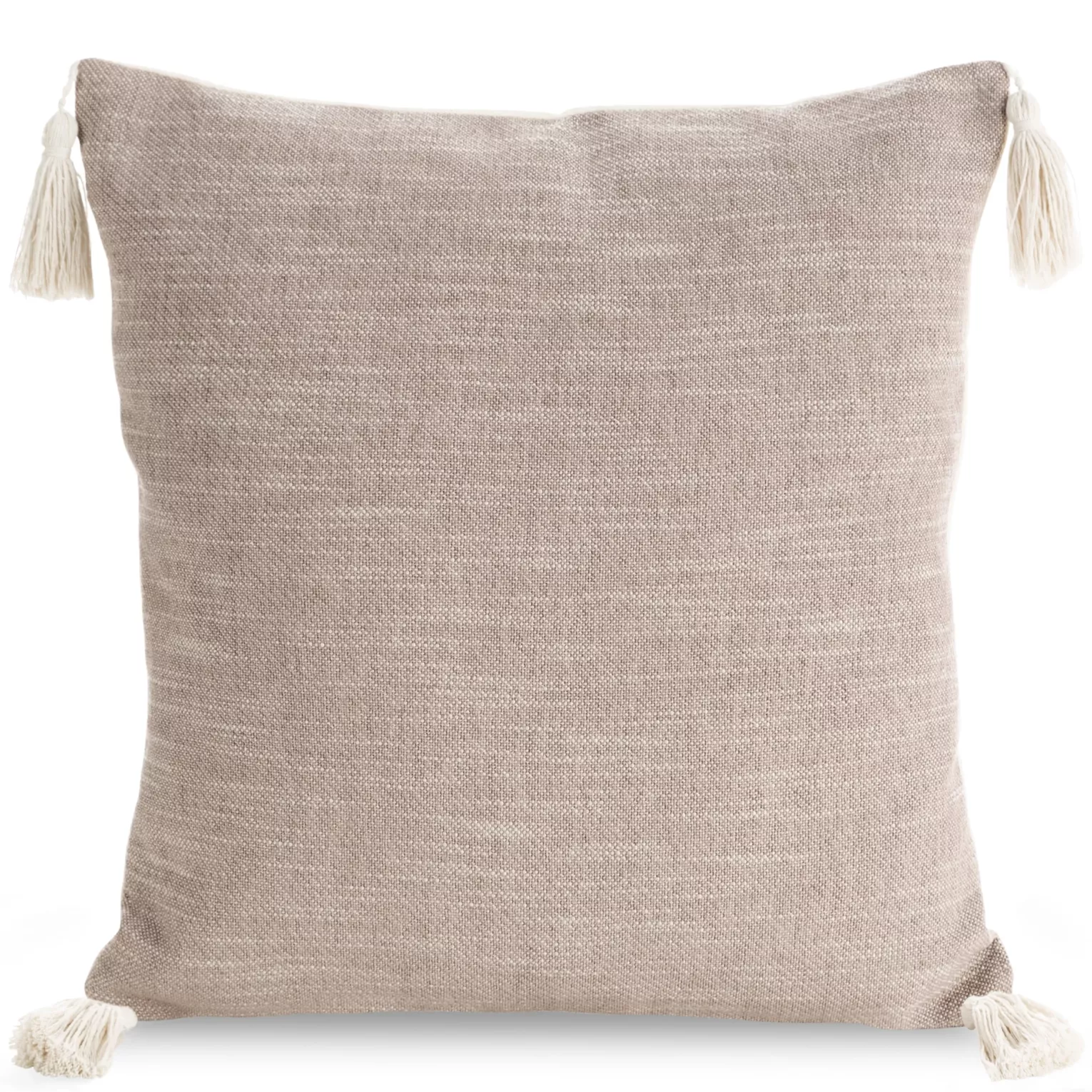 Poszewka na poduszkę 45x45 cm bawełniana ze zdobionymi na rogach chwostami pudrowo różowa BOHO Eurofirany