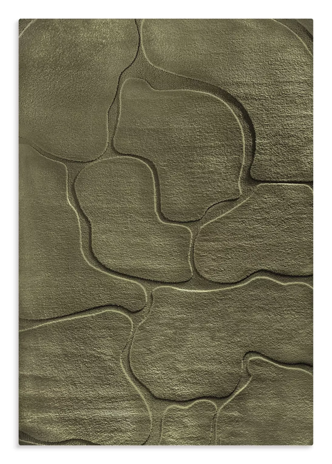 Dywan 80x150 cm oliwkowy wytłaczany z organicznym wzorem ALBA6 Eurofirany