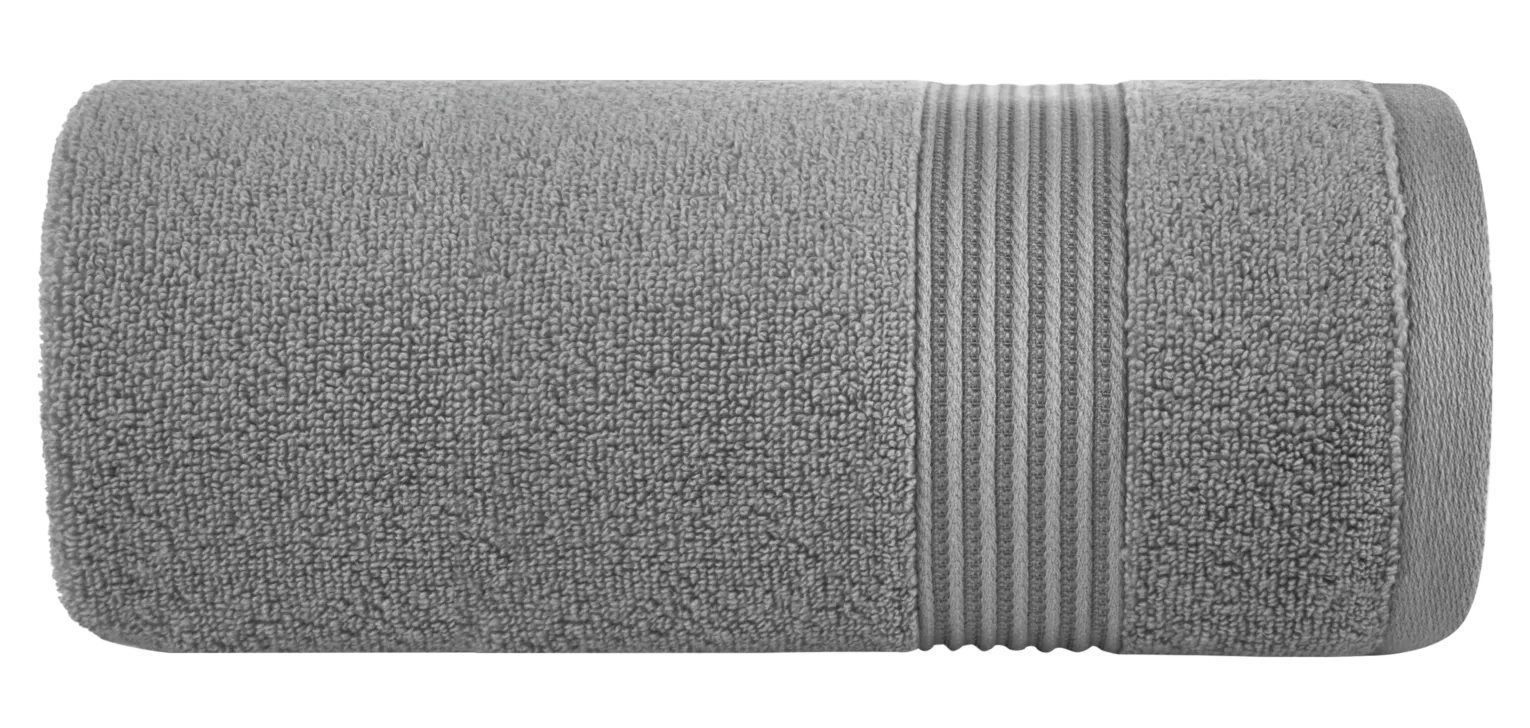Ręcznik do rąk 30x50 cm bawełniany kolor stalowy 0 twist zdobiony paseczkami 550 g/m2 MOLLY Eurofirany