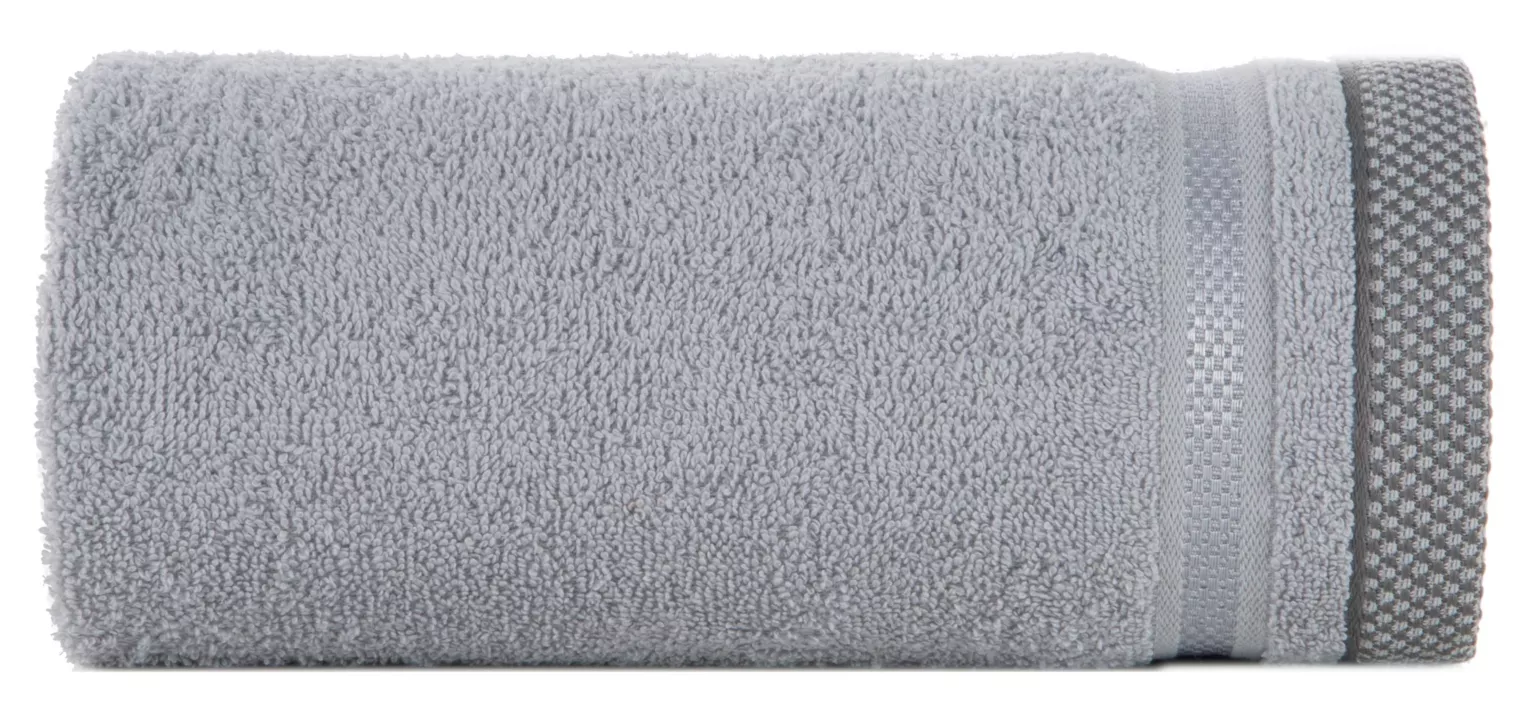 Ręcznik do rąk 40x60 cm bawełniany kolor srebrny z bordiurą w paski 500 g/m2 ABBIE Eurofirany