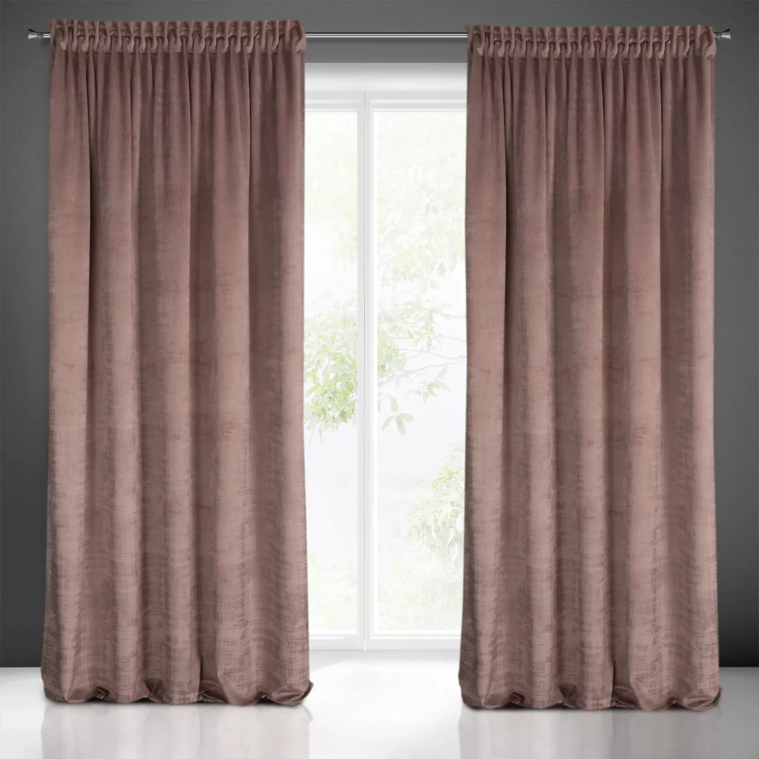 Zasłona pudrowo różowa z matowego welwetu 140x270 taśma AIR Diva Line Eurofirany