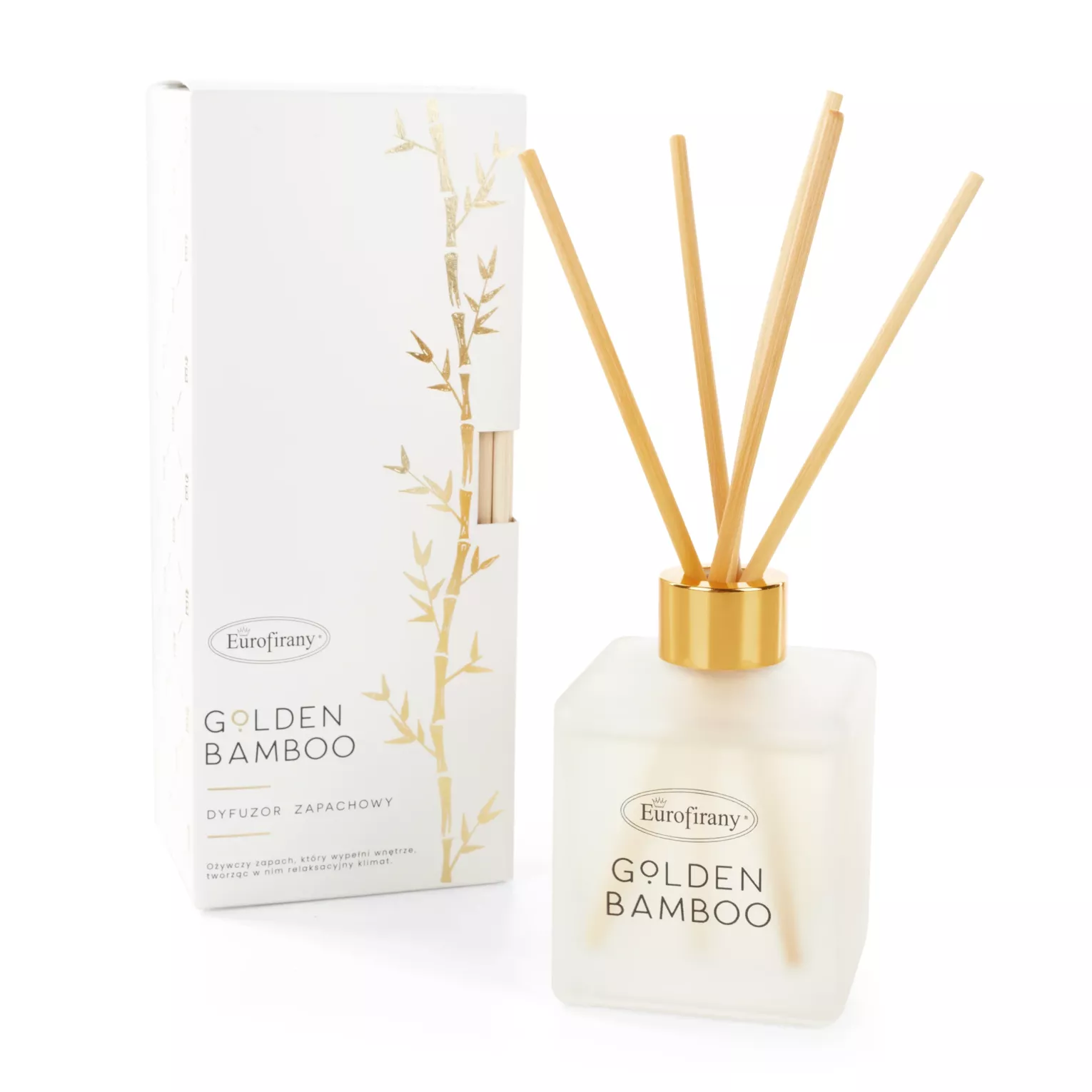 Dyfuzor zapachowy z patyczkami BAMBOO w szkle o zapachu owocowo-piżmowym 200 ml Eurofirany
