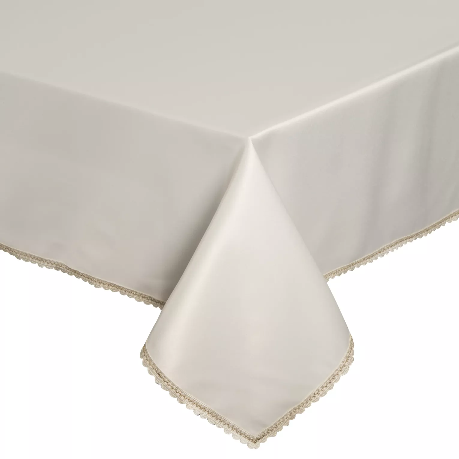 Obrus kremowy 140x220 cm LACE z szampańskim haftowanym zdobieniem