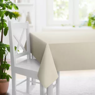 Obrus na wymiar kremowy z tkaniny szenilowej z efektem melanżu