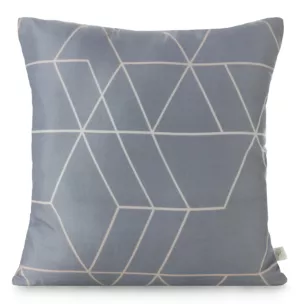 Poszewka na poduszkę 40x40 cm z mikrofibry z nadrukiem geometrycznym stalowo, beżowy GEO 01 DESIGN 92 Eurofirany