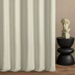 Zasłona szyta na taśmie fala kremowa z tkaniny o naturalnym splocie w stylu eko