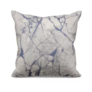 Poszewka szyta granatowa z gładkiej tkaniny żakardowej z efektem marmuru