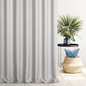 Zasłona szyta na taśmie fala srebrna z tkaniny typu dimout o średnim stopniu zaciemnienia