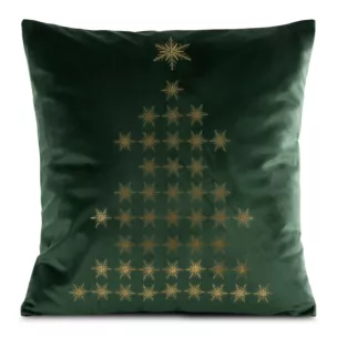 Poszewka na poduszkę 45x45 cm welwetowa zdobiona złotym nadrukiem zielono, złota JOY Eurofirany