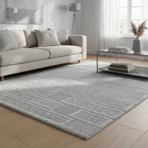 Dywan 200x290 cm srebrny o miękkim pętelkowym splocie PORTO1 Eurofirany