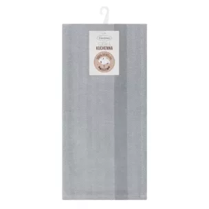 Ściereczka kuchenna 50x70 cm bawełniana kolor srebrny zdobiona pasami 200 g/m2 OLIVIA Eurofirany