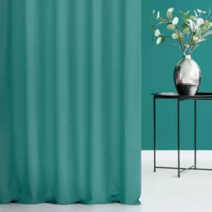 Zasłona szyta na taśmie fala jasnoturkusowa o naturalnym, gęstym splocie w stylu eko