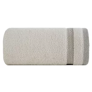 Ręcznik do rąk 30x50 cm bawełniany kolor beżowy zero twist z bordiurą w paski 400 g/m2 RIKI Eurofirany