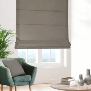 Roleta rzymska stalowo szampańska z tkaniny welwetowej z błyszczącym nadrukiem