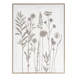 Obraz biały, szarobeżowy nadruk na płótnie subtelnych łąkowych kwiatów 45x60 cm Eurofirany