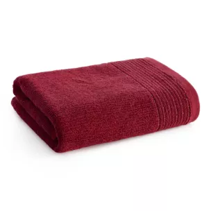Ręcznik kąpielowy 70x140 cm bawełniany kolor bordowy zdobiony błyszczącą bordiurą 500 g/m2 LARI Eurofirany