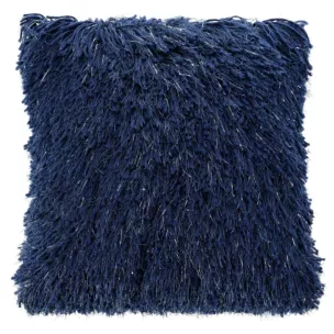 Poszewka na poduszkę 40x40 cm z długim włosem z dodatkiem srebrnej nici granatowa CELIA Eurofirany