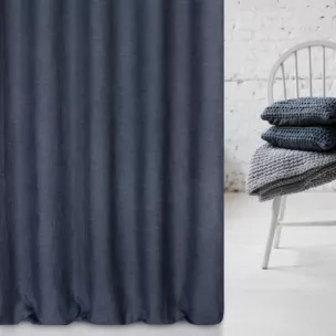 Zasłona szyta na taśmie fala grafitowa o naturalnym, gęstym splocie w stylu eko