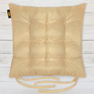 Poduszka na krzesło dwustronna 40 x 40 x 6 cm welurowa beżowa z dziewięcioma pikowaniami ADORE Eurofirany