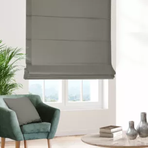 Roleta rzymska srebrna z gładkiej zaciemniającej tkaniny typu dimout